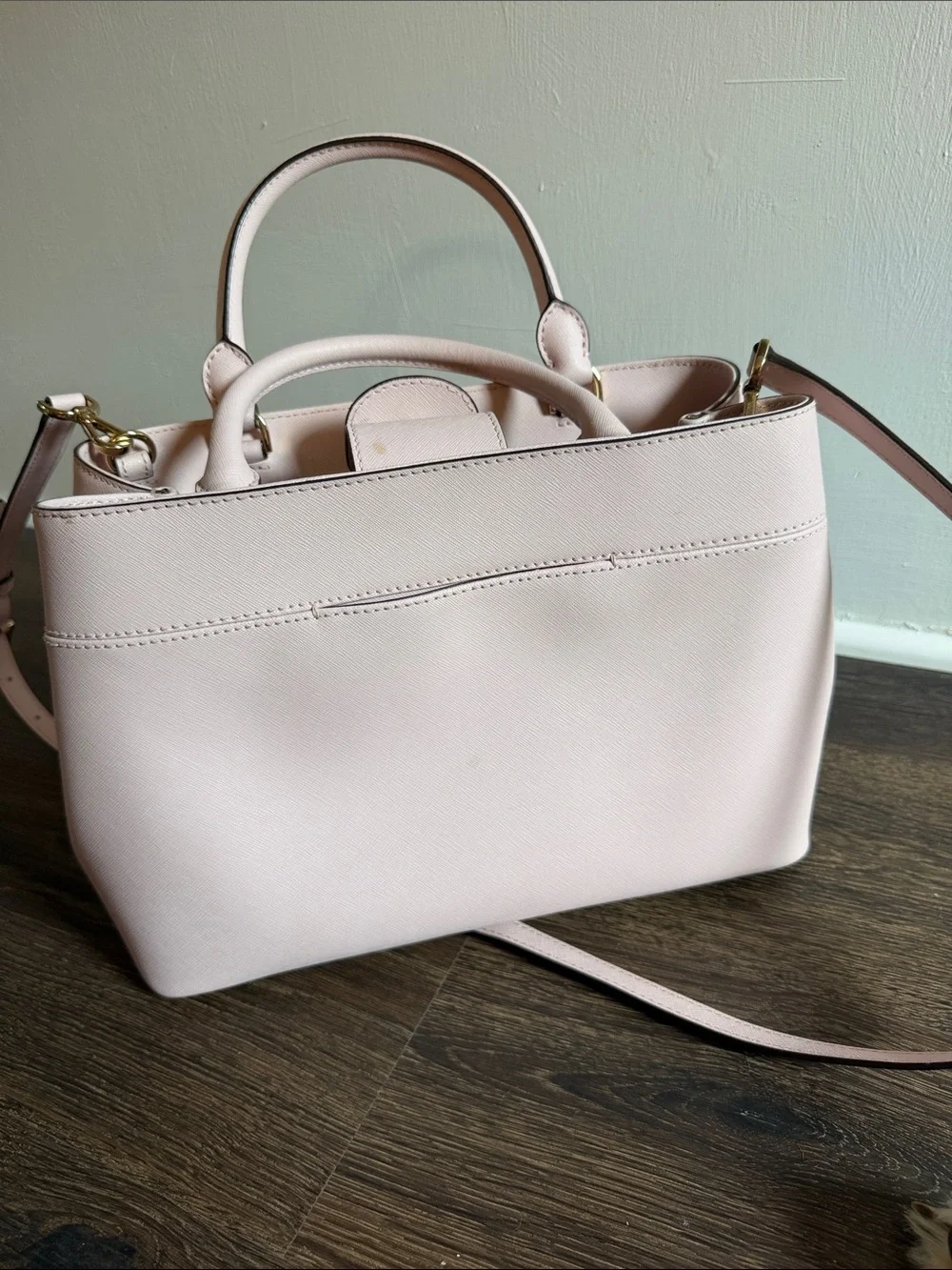 Michael Kors Blush Pink Saffiano Leather Satchel with Wristlet Wallet